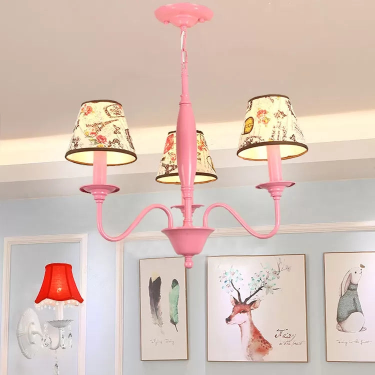 Contemporary Bag and Tower Chandelier Metal Pink Hanging Light for Girls Bedroom 3 Pink Clearhalo 'Ceiling Lights' 'Chandeliers' Lighting' options 52457_93d3bc4c-7d2e-49e9-9384-4d18ee15fb21