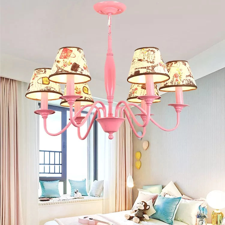Contemporary Bag and Tower Chandelier Metal Pink Hanging Light for Girls Bedroom 6 Pink Clearhalo 'Ceiling Lights' 'Chandeliers' Lighting' options 52458_37baaa2a-def2-4aef-8593-d82a1ecb13ab