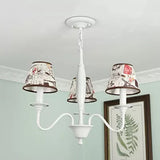 Modern Tower Hanging Light Metal Chandelier with Fabric Shade in White for Study Room Clearhalo 'Ceiling Lights' 'Chandeliers' Lighting' options 52460