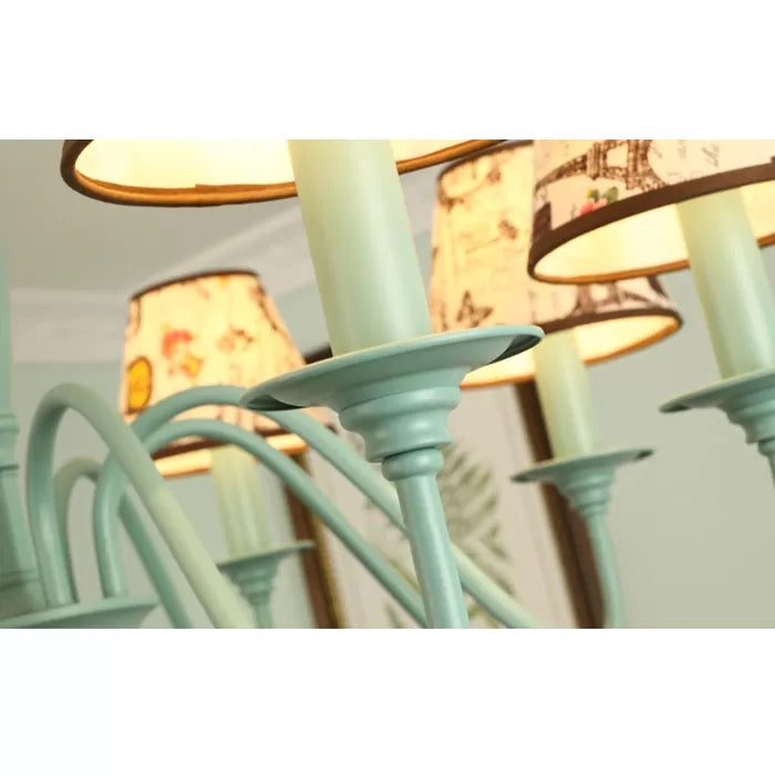 Nursing Room Tower Flower Chandelier Metal Macaron Style Green Hanging Light Clearhalo 'Ceiling Lights' 'Chandeliers' Lighting' options 52466