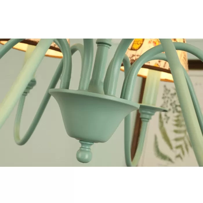 Nursing Room Tower Flower Chandelier Metal Macaron Style Green Hanging Light Clearhalo 'Ceiling Lights' 'Chandeliers' Lighting' options 52467