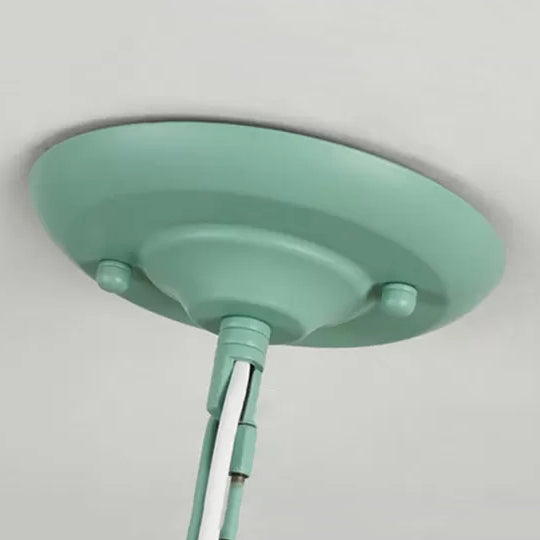 Nursing Room Tower Flower Chandelier Metal Macaron Style Green Hanging Light Clearhalo 'Ceiling Lights' 'Chandeliers' Lighting' options 52470