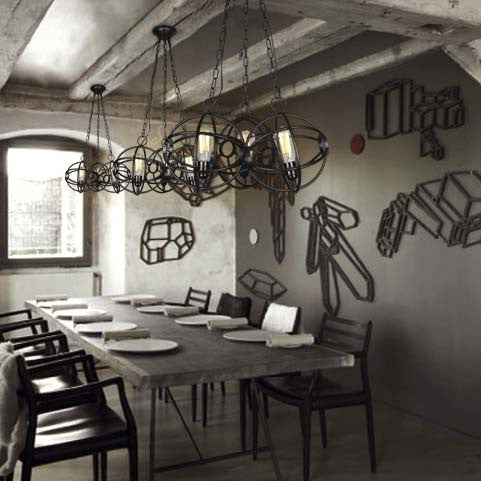 1 Head Orbit Pendant Lighting Fixture Antique Style Black/Dark Rust Iron Hanging Lamp for Dining Table Clearhalo 'Art Deco Pendants' 'Black' 'Cast Iron' 'Ceiling Lights' 'Ceramic' 'Crystal' 'Industrial Pendants' 'Industrial' 'Metal' 'Middle Century Pendants' 'Pendant Lights' 'Pendants' 'Rustic Pendants' 'Tiffany' Lighting' 5259