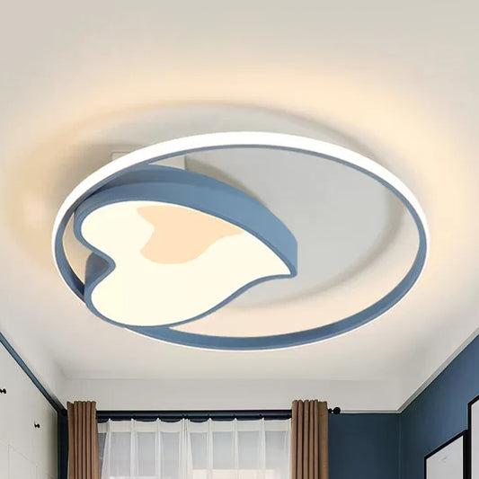 Acrylic Ring & Heart Ceiling Lamp Kid Bedroom Macaron Loft Flush Ceiling Light in Blue Blue Clearhalo 'Ceiling Lights' 'Close To Ceiling Lights' 'Close to ceiling' Lighting' 52938