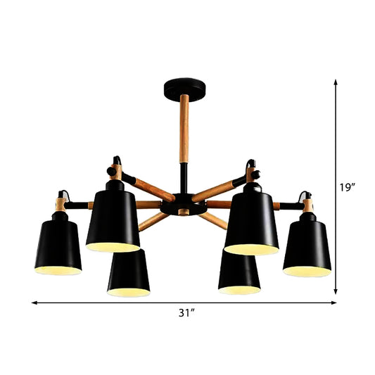 Modern Monochrome Chandelier Trapezoid Shade Six Lights Metal Hanging Light for Foyer Clearhalo 'Ceiling Lights' 'Chandeliers' Lighting' options 53228