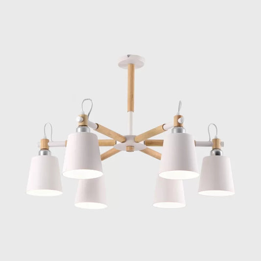 Modern Monochrome Chandelier Trapezoid Shade Six Lights Metal Hanging Light for Foyer Clearhalo 'Ceiling Lights' 'Chandeliers' Lighting' options 53229