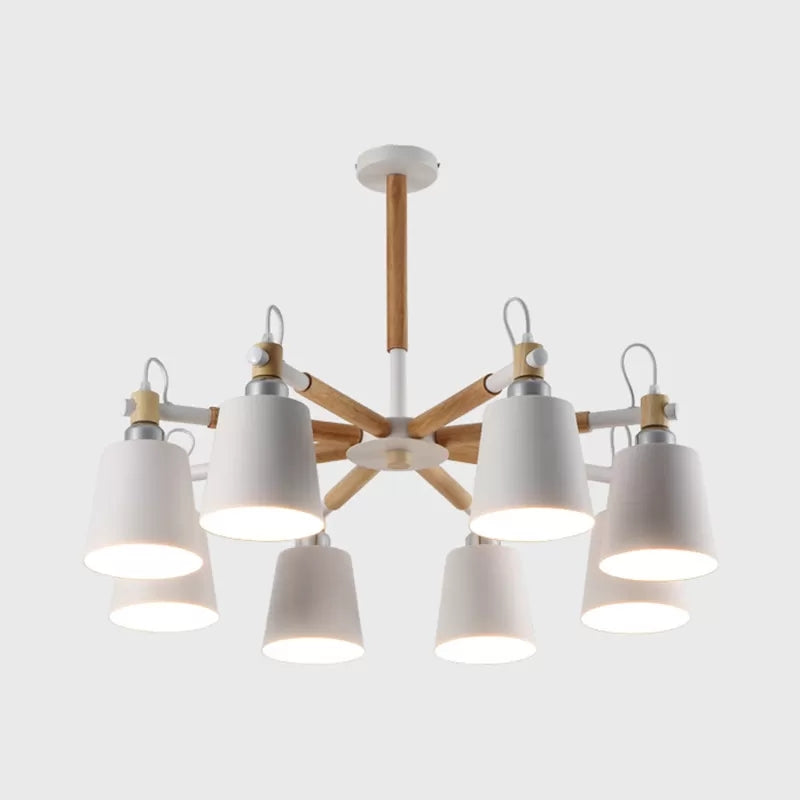 Contemporary Trapezoid Shade Chandelier 8 Lights Metal Hanging Light for Living Room White Clearhalo 'Ceiling Lights' 'Chandeliers' Lighting' options 53252_04c8230d-dd66-430d-baa6-c29fa99986ee