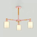 Hallway Kid Bedroom Cylinder Chandelier Wood & Glass 3 Heads Nordic Style Hanging Light Clearhalo 'Ceiling Lights' 'Chandeliers' Lighting' options 53470