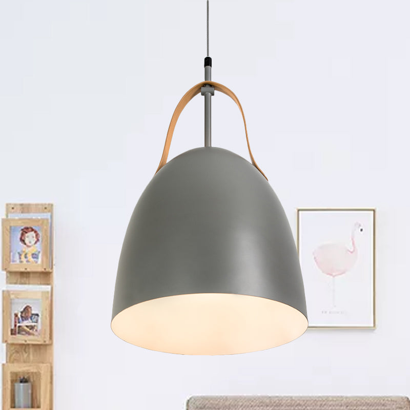 Dome Down Lighting Simple Metallic 1-Head Living Room Hanging Ceiling Lamp in Green/White/Grey Clearhalo 'Ceiling Lights' 'Modern Pendants' 'Modern' 'Pendant Lights' 'Pendants' Lighting' 536668