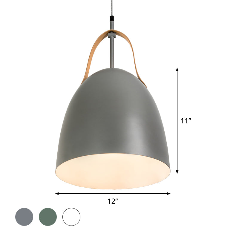 Dome Down Lighting Simple Metallic 1-Head Living Room Hanging Ceiling Lamp in Green/White/Grey Clearhalo 'Ceiling Lights' 'Modern Pendants' 'Modern' 'Pendant Lights' 'Pendants' Lighting' 536671