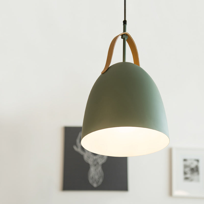 Dome Down Lighting Simple Metallic 1-Head Living Room Hanging Ceiling Lamp in Green/White/Grey Clearhalo 'Ceiling Lights' 'Modern Pendants' 'Modern' 'Pendant Lights' 'Pendants' Lighting' 536672