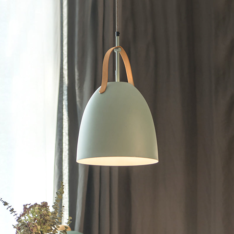 Dome Down Lighting Simple Metallic 1-Head Living Room Hanging Ceiling Lamp in Green/White/Grey Clearhalo 'Ceiling Lights' 'Modern Pendants' 'Modern' 'Pendant Lights' 'Pendants' Lighting' 536673