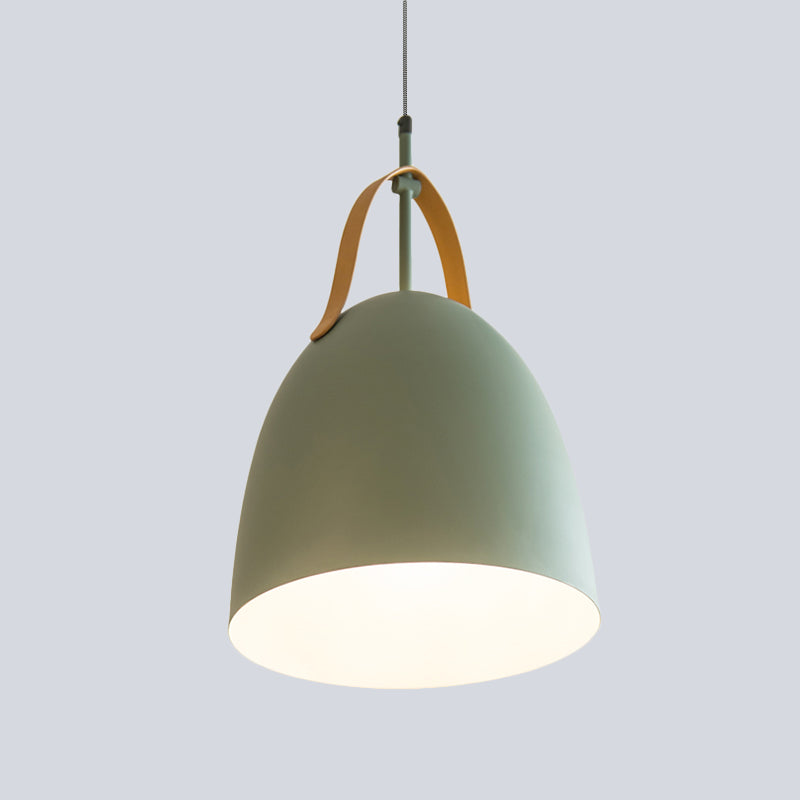 Dome Down Lighting Simple Metallic 1-Head Living Room Hanging Ceiling Lamp in Green/White/Grey Clearhalo 'Ceiling Lights' 'Modern Pendants' 'Modern' 'Pendant Lights' 'Pendants' Lighting' 536675