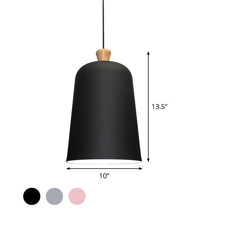 Pink/Grey/Black Bell Pendant Lamp Modern Style 1 Bulb Aluminum Ceiling Lighting for Dining Room Clearhalo 'Ceiling Lights' 'Modern Pendants' 'Modern' 'Pendant Lights' 'Pendants' Lighting' 536684