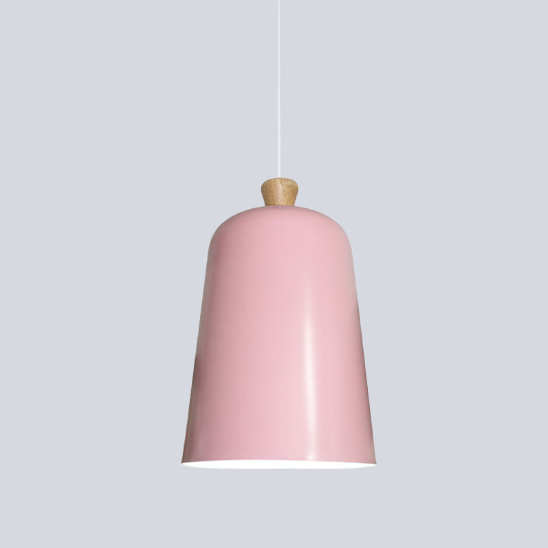 Pink/Grey/Black Bell Pendant Lamp Modern Style 1 Bulb Aluminum Ceiling Lighting for Dining Room Clearhalo 'Ceiling Lights' 'Modern Pendants' 'Modern' 'Pendant Lights' 'Pendants' Lighting' 536692