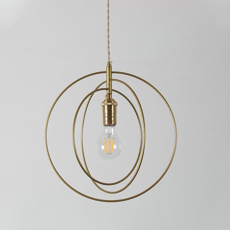 Minimalist 3-Ring Hanging Light Metal 1 Light Living Room Pendant Lamp Fixture in Gold Clearhalo 'Ceiling Lights' 'Modern Pendants' 'Modern' 'Pendant Lights' 'Pendants' Lighting' 536696