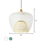 Contemporary 1 Bulb Pendant Lighting with Iron Mesh Shade White/Blue Woven Basket Hanging Ceiling Lamp Clearhalo 'Ceiling Lights' 'Modern Pendants' 'Modern' 'Pendant Lights' 'Pendants' Lighting' 536702