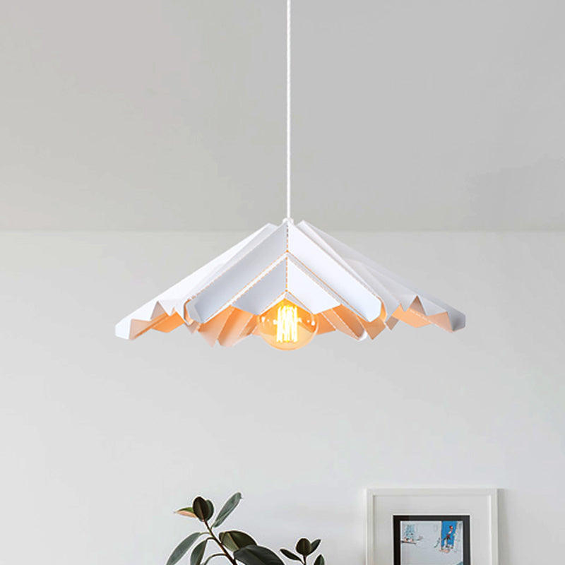 Skirt Shape Bedroom Hanging Lighting Iron 1-Head Modern Pendant Ceiling Lamp in White White Clearhalo 'Ceiling Lights' 'Modern Pendants' 'Modern' 'Pendant Lights' 'Pendants' Lighting' 536717