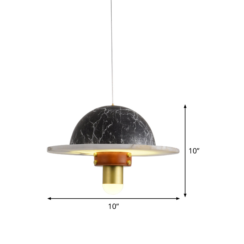 Black Airship Shaped Pendant Modernist LED Marble Hanging Ceiling Light for Bedroom Clearhalo 'Ceiling Lights' 'Modern Pendants' 'Modern' 'Pendant Lights' 'Pendants' Lighting' 536744