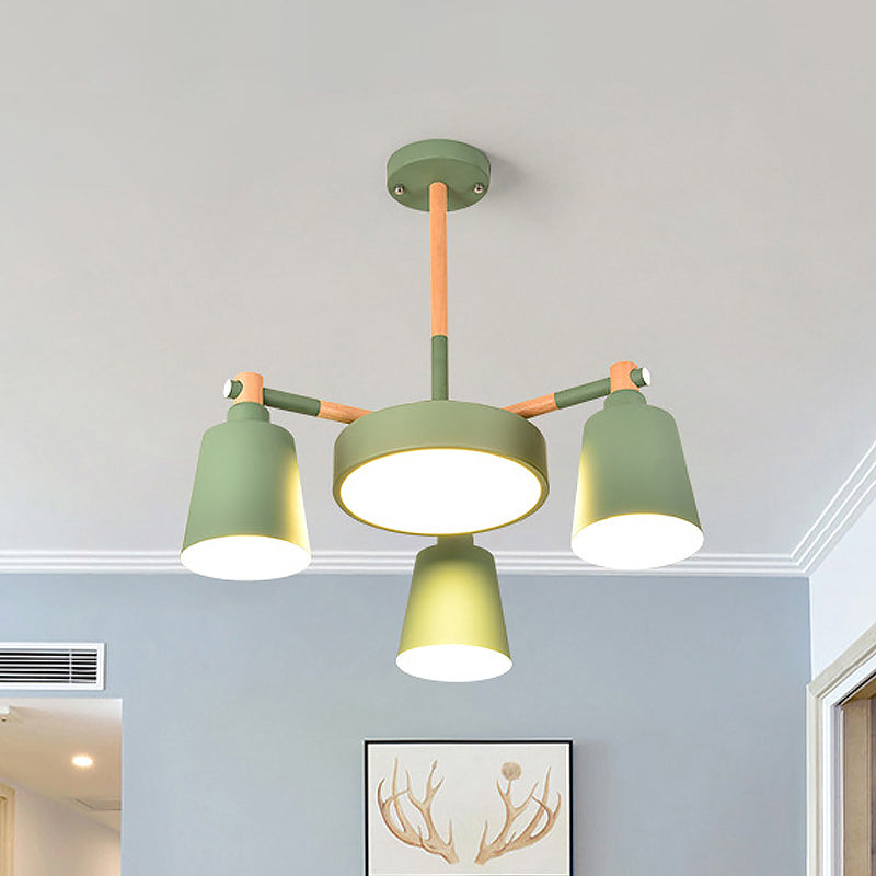 Grey/Green Barrel and Drum Pendant Modern 3/5 Bulbs Metal Hanging Chandelier with Radial Design Clearhalo 'Ceiling Lights' 'Chandeliers' 'Modern Chandeliers' 'Modern' Lighting' 536775