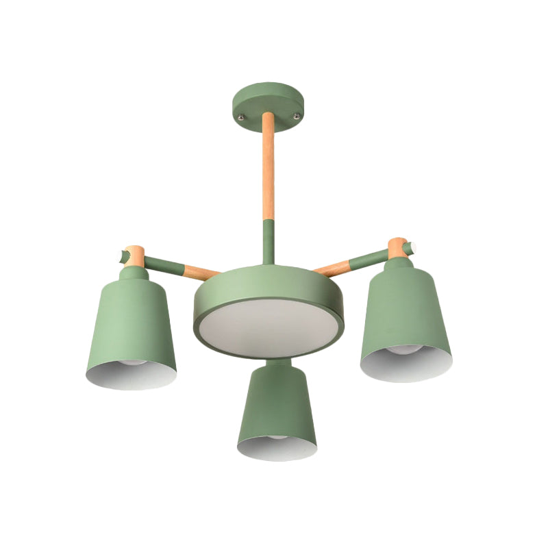 Grey/Green Barrel and Drum Pendant Modern 3/5 Bulbs Metal Hanging Chandelier with Radial Design Clearhalo 'Ceiling Lights' 'Chandeliers' 'Modern Chandeliers' 'Modern' Lighting' 536776