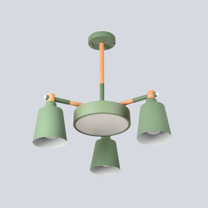 Grey/Green Barrel and Drum Pendant Modern 3/5 Bulbs Metal Hanging Chandelier with Radial Design Clearhalo 'Ceiling Lights' 'Chandeliers' 'Modern Chandeliers' 'Modern' Lighting' 536777