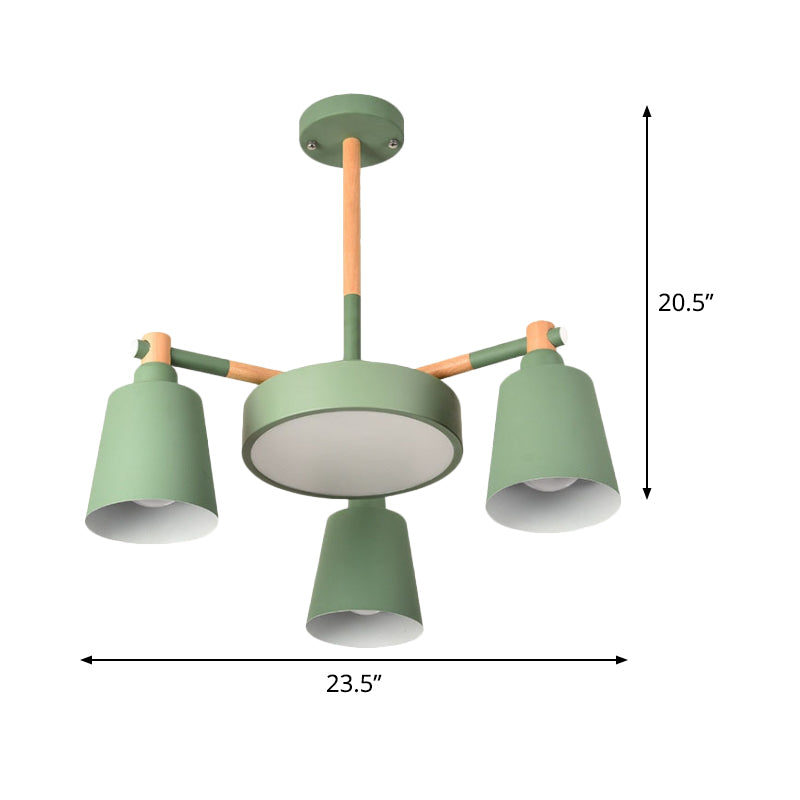 Grey/Green Barrel and Drum Pendant Modern 3/5 Bulbs Metal Hanging Chandelier with Radial Design Clearhalo 'Ceiling Lights' 'Chandeliers' 'Modern Chandeliers' 'Modern' Lighting' 536778