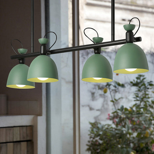 Dome Metal Chandelier Light Fixture Modernist 4 Lights Green Hanging Lamp with Adjustable Node Green Clearhalo 'Ceiling Lights' 'Chandeliers' 'Modern Chandeliers' 'Modern' Lighting' 536812