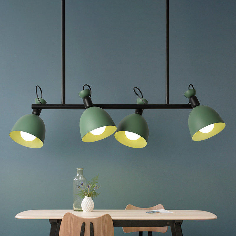 Dome Metal Chandelier Light Fixture Modernist 4 Lights Green Hanging Lamp with Adjustable Node Clearhalo 'Ceiling Lights' 'Chandeliers' 'Modern Chandeliers' 'Modern' Lighting' 536813