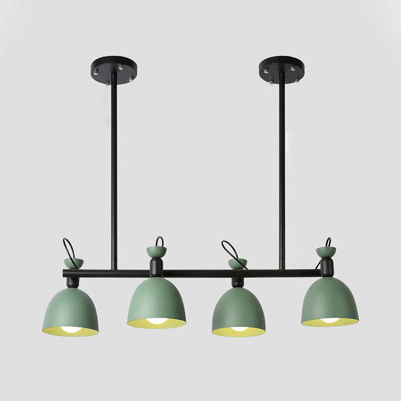 Dome Metal Chandelier Light Fixture Modernist 4 Lights Green Hanging Lamp with Adjustable Node Clearhalo 'Ceiling Lights' 'Chandeliers' 'Modern Chandeliers' 'Modern' Lighting' 536815