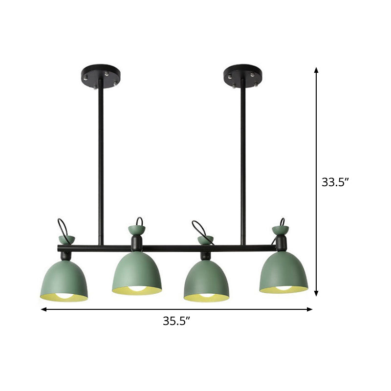 Dome Metal Chandelier Light Fixture Modernist 4 Lights Green Hanging Lamp with Adjustable Node Clearhalo 'Ceiling Lights' 'Chandeliers' 'Modern Chandeliers' 'Modern' Lighting' 536816