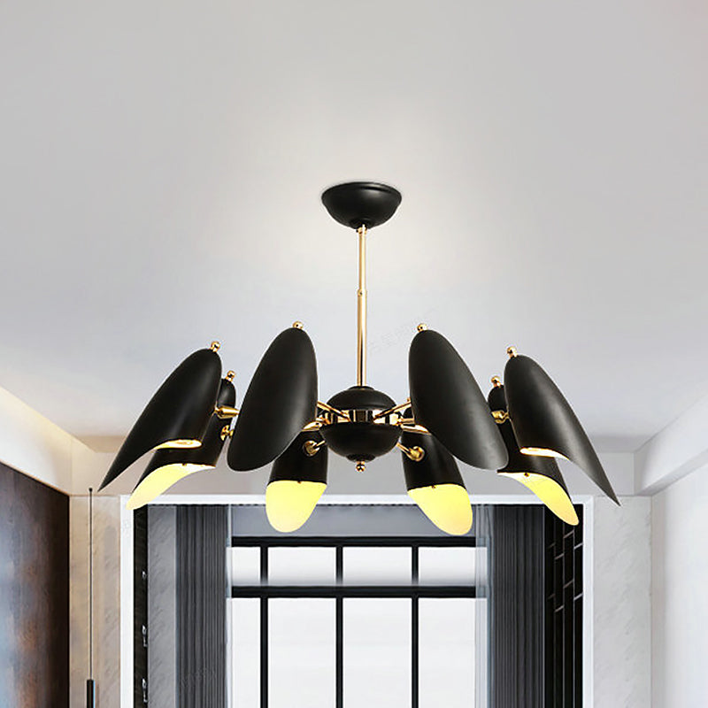 Black Bevel-Cut Hanging Chandelier Modernism 8 Bulbs Iron Ceiling Pendant Lamp for Living Room Black Clearhalo 'Ceiling Lights' 'Chandeliers' 'Modern Chandeliers' 'Modern' Lighting' 536817