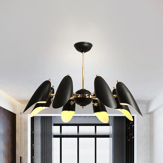 Black Bevel-Cut Hanging Chandelier Modernism 8 Bulbs Iron Ceiling Pendant Lamp for Living Room Black Clearhalo 'Ceiling Lights' 'Chandeliers' 'Modern Chandeliers' 'Modern' Lighting' 536817