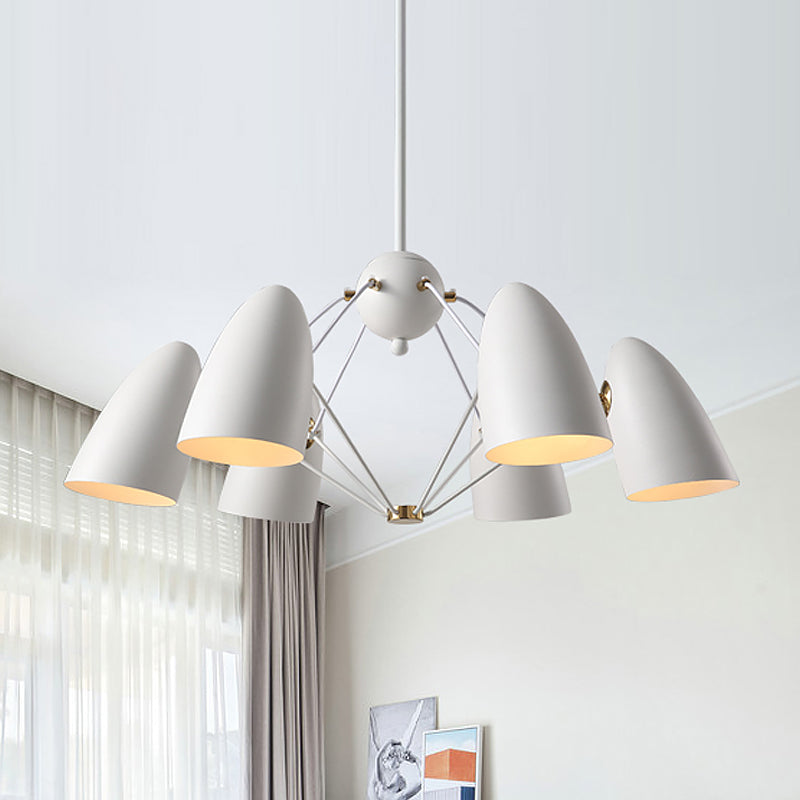 Modern 6 Heads Down Lighting with Metal Shade White/Black Finish Bullet Ceiling Chandelier Clearhalo 'Ceiling Lights' 'Chandeliers' 'Modern Chandeliers' 'Modern' Lighting' 536823