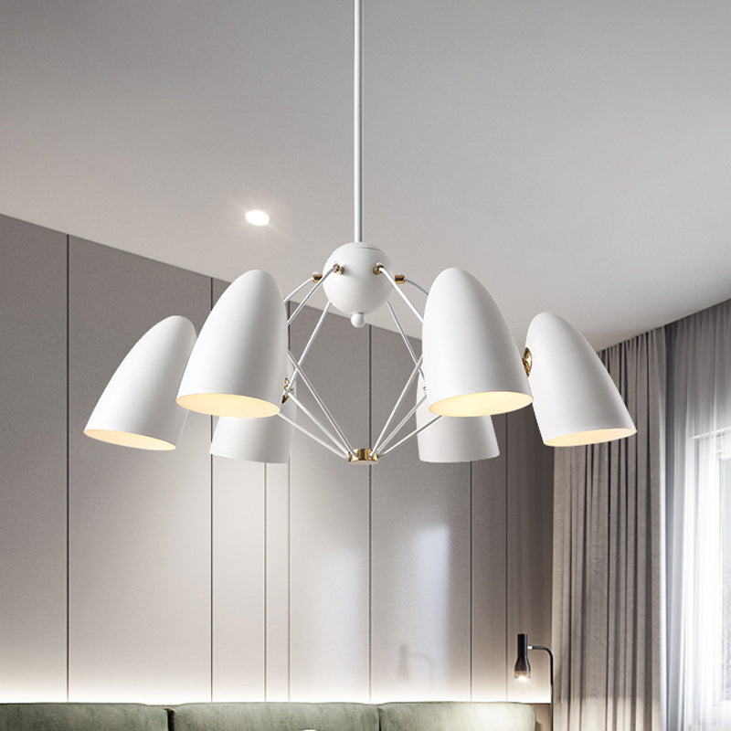 Modern 6 Heads Down Lighting with Metal Shade White/Black Finish Bullet Ceiling Chandelier Clearhalo 'Ceiling Lights' 'Chandeliers' 'Modern Chandeliers' 'Modern' Lighting' 536824