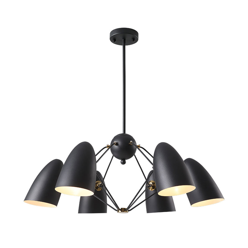 Modern 6 Heads Down Lighting with Metal Shade White/Black Finish Bullet Ceiling Chandelier Clearhalo 'Ceiling Lights' 'Chandeliers' 'Modern Chandeliers' 'Modern' Lighting' 536830