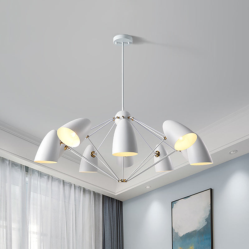 Bullet Chandelier Pendant Light Contemporary Metal 8 Heads Bedroom Hanging Lamp Fixture in Black/White White Clearhalo 'Ceiling Lights' 'Chandeliers' 'Modern Chandeliers' 'Modern' Lighting' 536836