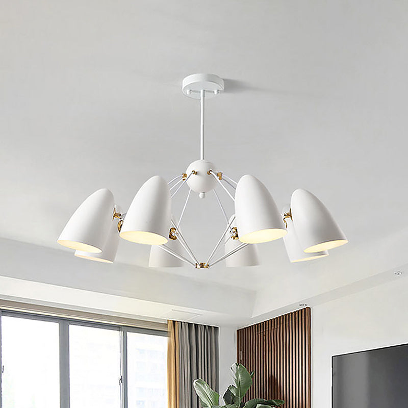 Bullet Chandelier Pendant Light Contemporary Metal 8 Heads Bedroom Hanging Lamp Fixture in Black/White Clearhalo 'Ceiling Lights' 'Chandeliers' 'Modern Chandeliers' 'Modern' Lighting' 536837