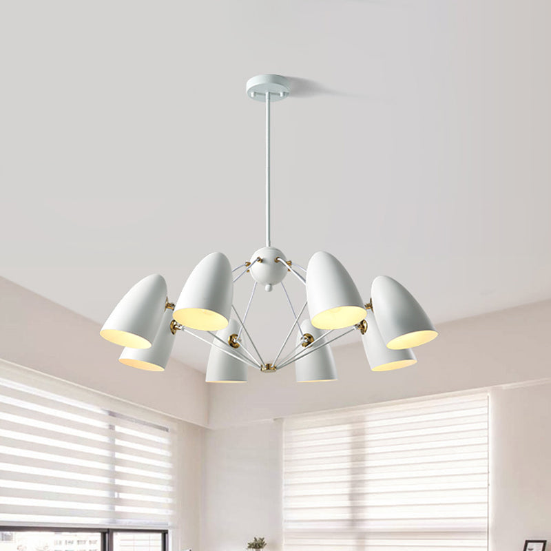 Bullet Chandelier Pendant Light Contemporary Metal 8 Heads Bedroom Hanging Lamp Fixture in Black/White Clearhalo 'Ceiling Lights' 'Chandeliers' 'Modern Chandeliers' 'Modern' Lighting' 536838