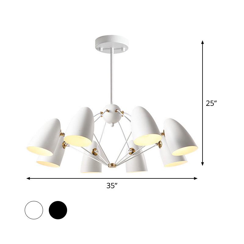 Bullet Chandelier Pendant Light Contemporary Metal 8 Heads Bedroom Hanging Lamp Fixture in Black/White Clearhalo 'Ceiling Lights' 'Chandeliers' 'Modern Chandeliers' 'Modern' Lighting' 536840