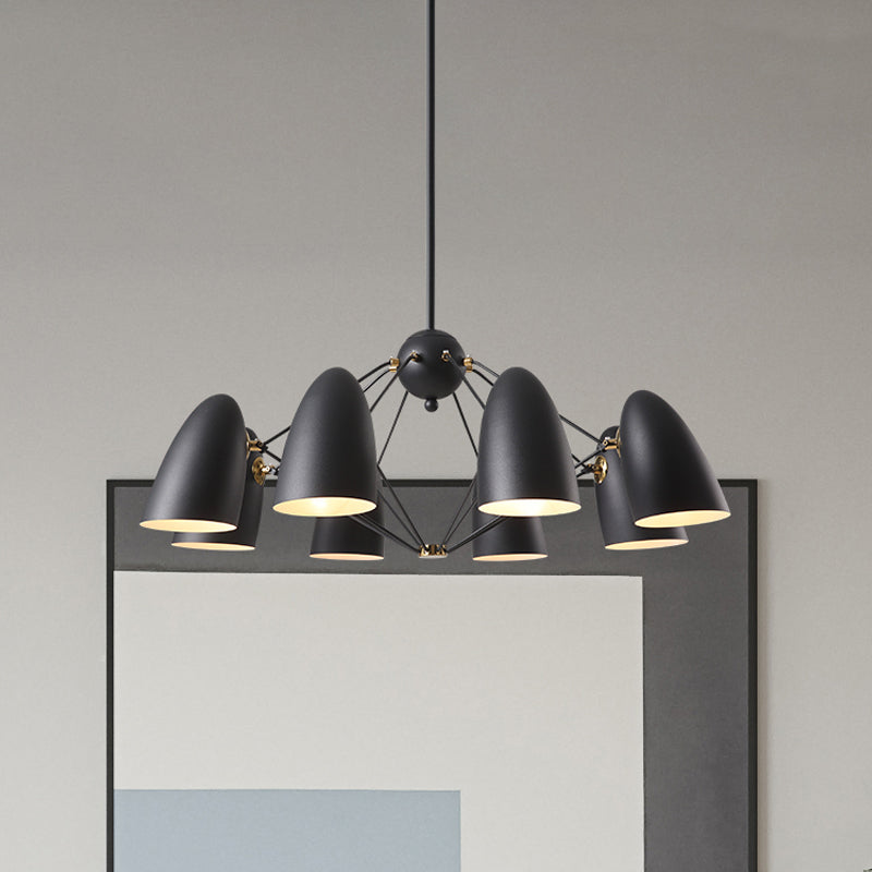 Bullet Chandelier Pendant Light Contemporary Metal 8 Heads Bedroom Hanging Lamp Fixture in Black/White Black Clearhalo 'Ceiling Lights' 'Chandeliers' 'Modern Chandeliers' 'Modern' Lighting' 536841