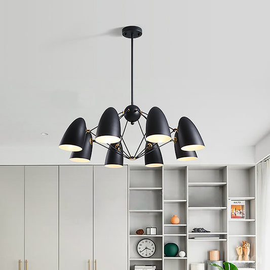 Bullet Chandelier Pendant Light Contemporary Metal 8 Heads Bedroom Hanging Lamp Fixture in Black/White Clearhalo 'Ceiling Lights' 'Chandeliers' 'Modern Chandeliers' 'Modern' Lighting' 536842