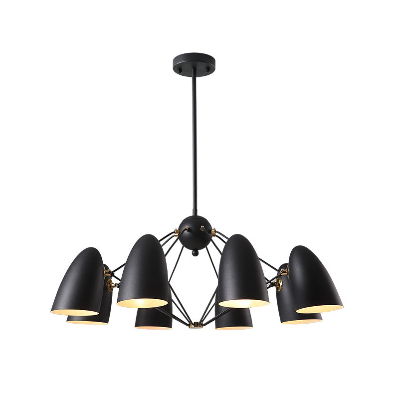 Bullet Chandelier Pendant Light Contemporary Metal 8 Heads Bedroom Hanging Lamp Fixture in Black/White Clearhalo 'Ceiling Lights' 'Chandeliers' 'Modern Chandeliers' 'Modern' Lighting' 536843