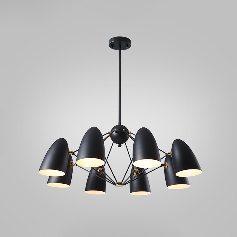 Bullet Chandelier Pendant Light Contemporary Metal 8 Heads Bedroom Hanging Lamp Fixture in Black/White Clearhalo 'Ceiling Lights' 'Chandeliers' 'Modern Chandeliers' 'Modern' Lighting' 536844