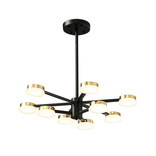 Radial Metal Chandelier Lighting Modernist 9/12 Heads Black Hanging Ceiling Lamp for Living Room Clearhalo 'Ceiling Lights' 'Chandeliers' 'Modern Chandeliers' 'Modern' Lighting' 536857