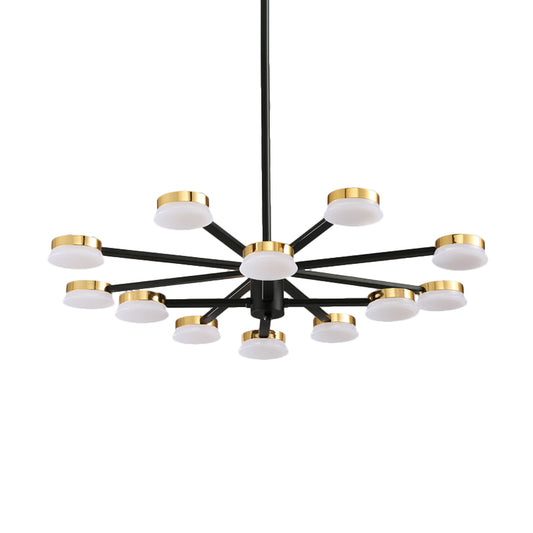 Radial Metal Chandelier Lighting Modernist 9/12 Heads Black Hanging Ceiling Lamp for Living Room Clearhalo 'Ceiling Lights' 'Chandeliers' 'Modern Chandeliers' 'Modern' Lighting' 536862