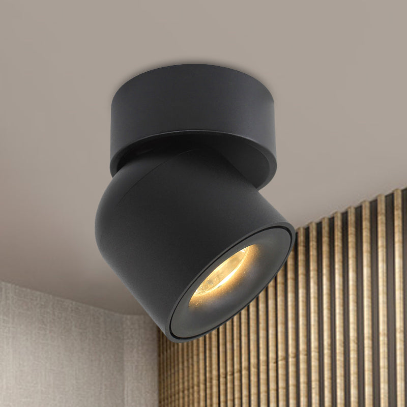 Aluminum Cylinder Flush Light Fixture Contemporary LED Black Adjustable Flush Mounted Lamp in Warm/Natural Light Clearhalo 'Ceiling Lights' 'Close To Ceiling Lights' 'Close to ceiling' 'Flush mount' Lighting' 536871