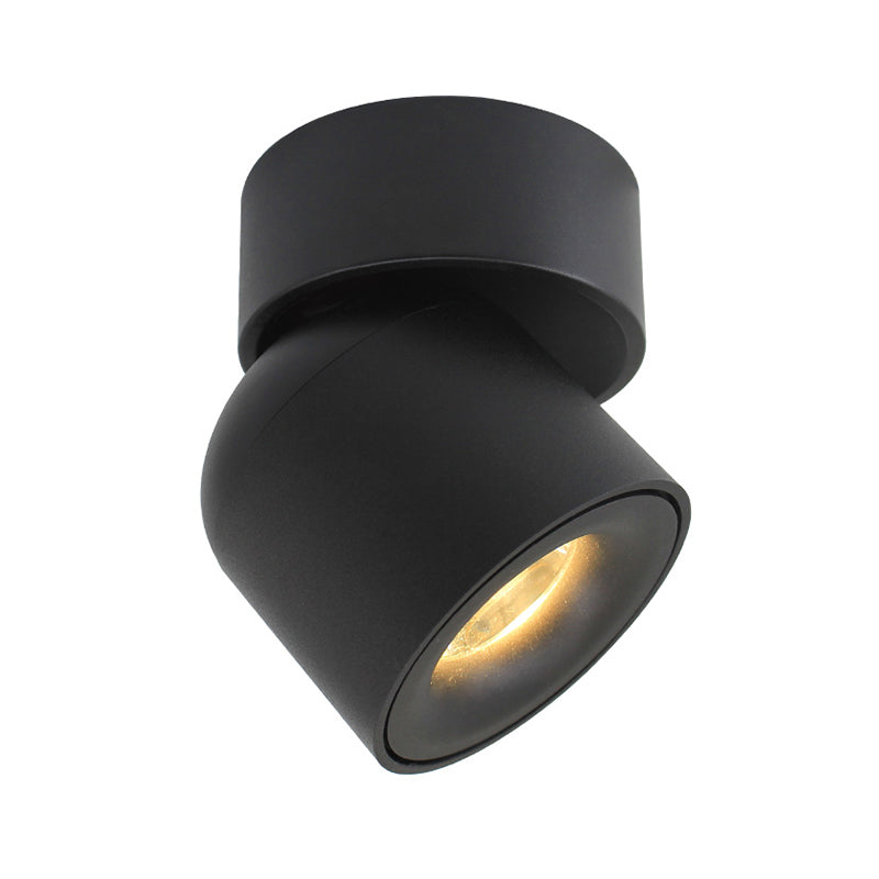 Aluminum Cylinder Flush Light Fixture Contemporary LED Black Adjustable Flush Mounted Lamp in Warm/Natural Light Clearhalo 'Ceiling Lights' 'Close To Ceiling Lights' 'Close to ceiling' 'Flush mount' Lighting' 536872