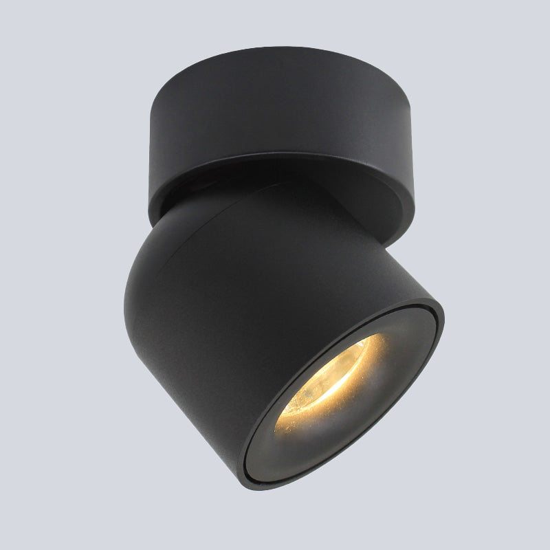 Aluminum Cylinder Flush Light Fixture Contemporary LED Black Adjustable Flush Mounted Lamp in Warm/Natural Light Clearhalo 'Ceiling Lights' 'Close To Ceiling Lights' 'Close to ceiling' 'Flush mount' Lighting' 536873