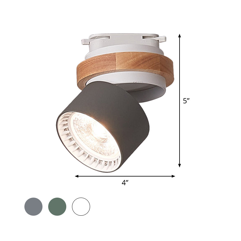 Metallic Cylindrical Flush Lighting Modern Macaron Style LED Adjustable Ceiling Flush Mount in Grey/Green/White Clearhalo 'Ceiling Lights' 'Close To Ceiling Lights' 'Close to ceiling' 'Flush mount' Lighting' 536879